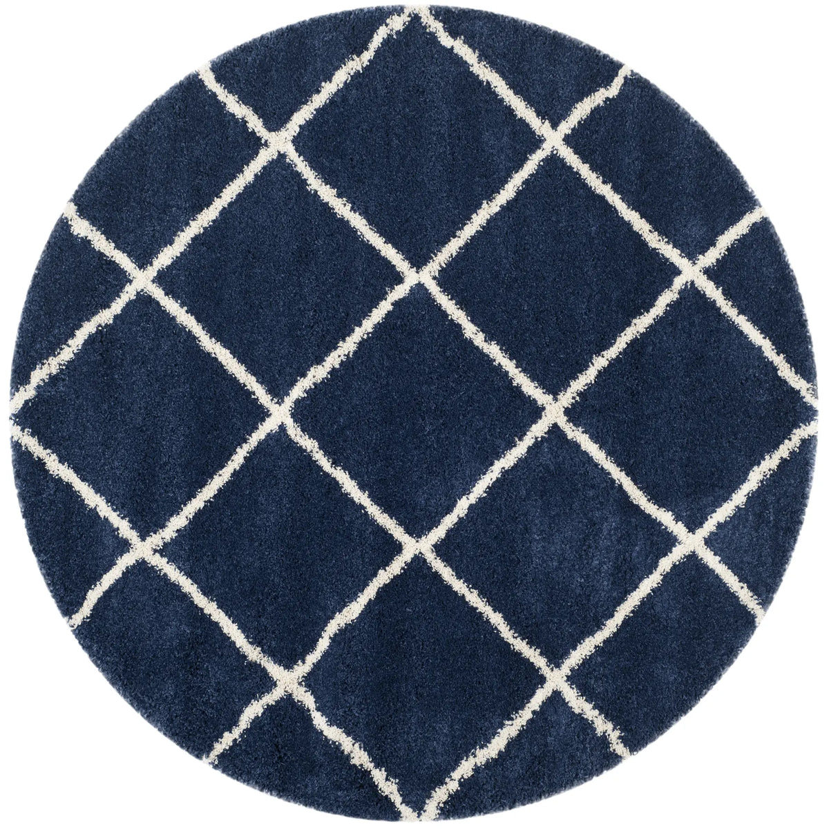 Safavieh Hudson Shag 5'-3" x 5'-3" Rug in Navy / Ivory