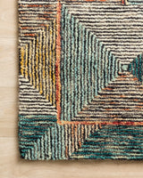 Loloi Spectrum Spe-01 Lagoon/Spice Rugs - corner on wood