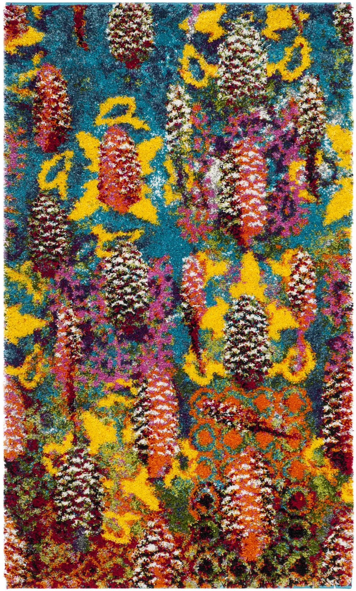 Safavieh Fiesta Shag 3'-0" x 5'-0" Rug in Turquoise / Multi