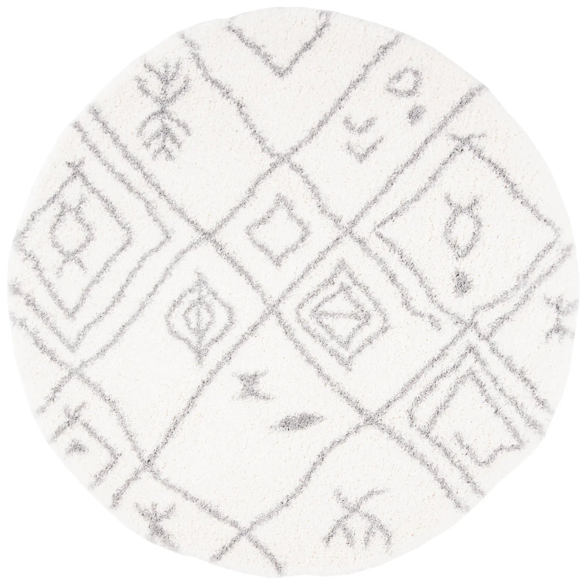 Safavieh Fontana Shag  800 6'-7" x 6'-7" Rug in Cream / Grey
