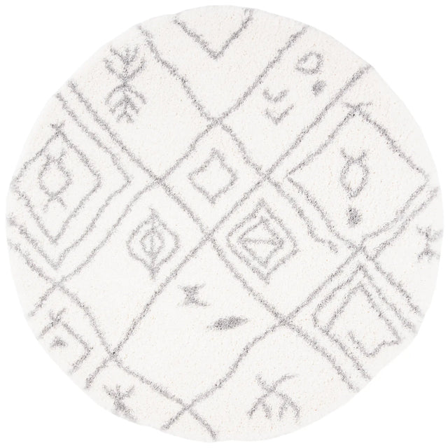 Safavieh Fontana Shag  800 6'-7" x 6'-7" Rug in Cream / Grey