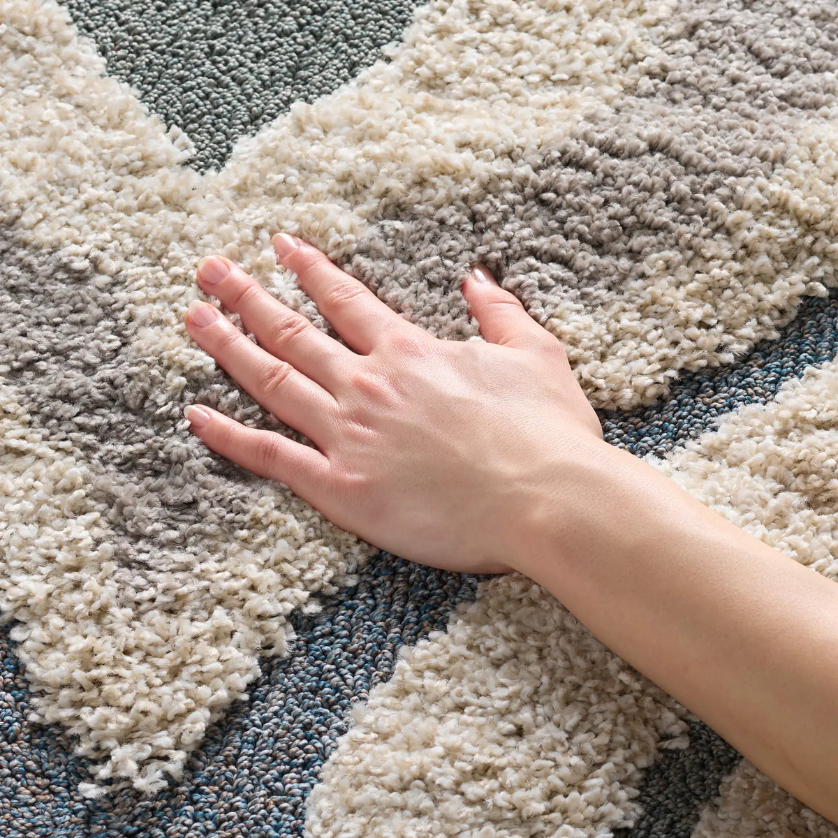 Safavieh Florida Shag 4'-0" x 6'-0" Rug in Cream / Light Blue
