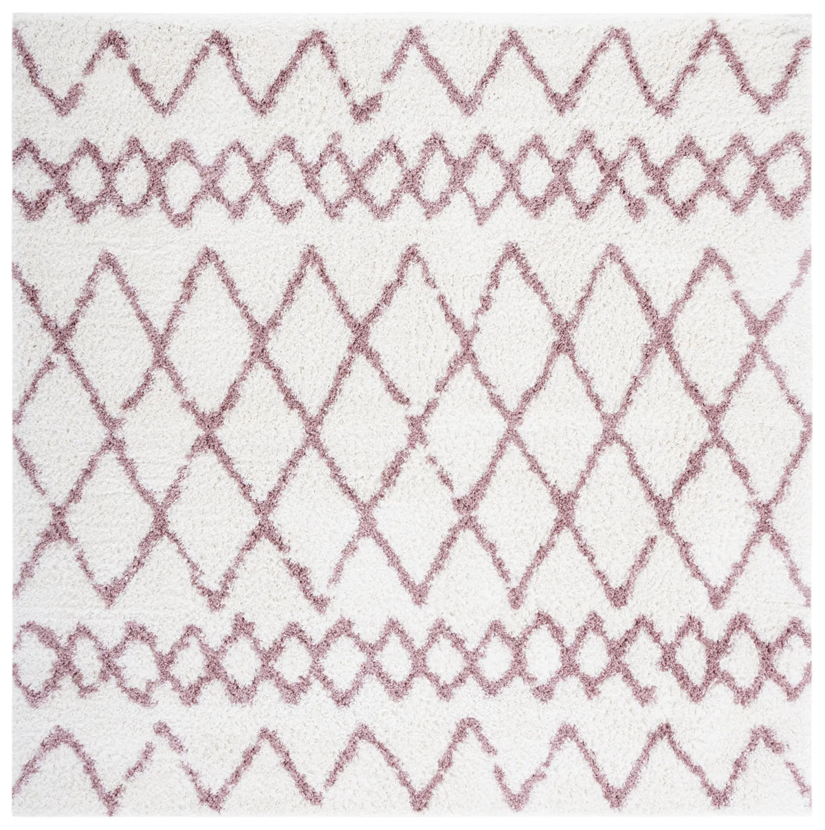 Safavieh Berber Shag 6'-7" x 6'-7" Rug in Ivory / Light Rose