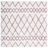 Safavieh Berber Shag 6'-7" x 6'-7" Rug in Ivory / Light Rose