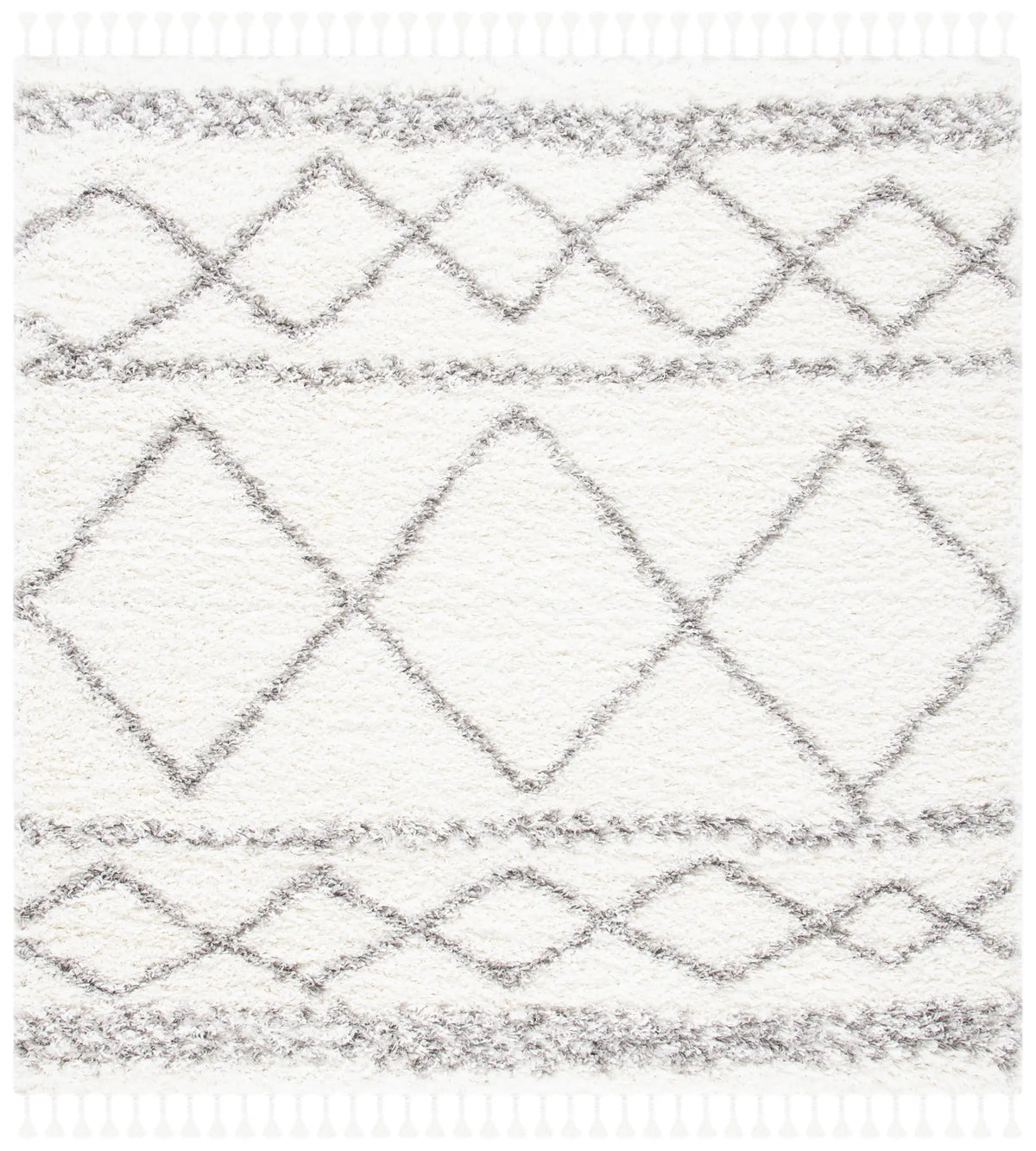 Safavieh Pro Lux Shag 400 6'-7" x 6'-7" Rug in Ivory / Grey