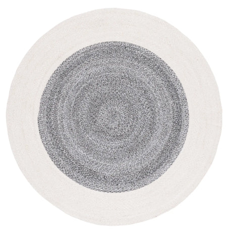 Safavieh Braided 5'-0" x 5'-0" Rug in Dark Grey / Ivory