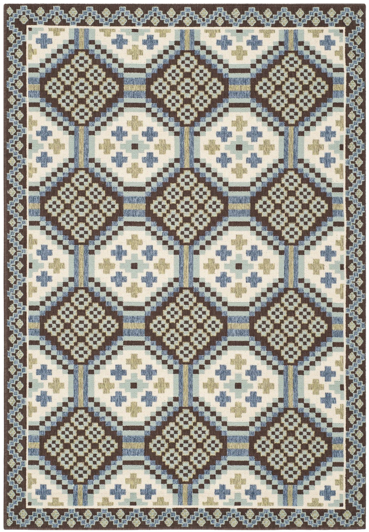 Safavieh Veranda 4'-0" x 5'-7" Rug in Blue / Chocolate