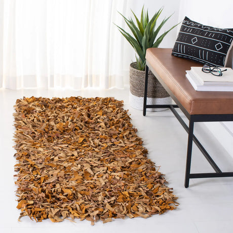 Safavieh Leather Shag 2'-3" x 11'-0" Rug in Light Gold
