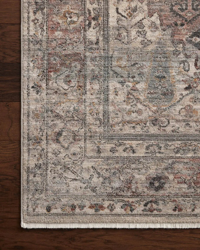 Loloi Lyra Lyr-05 Sunset/Silver Rug - corner on wood