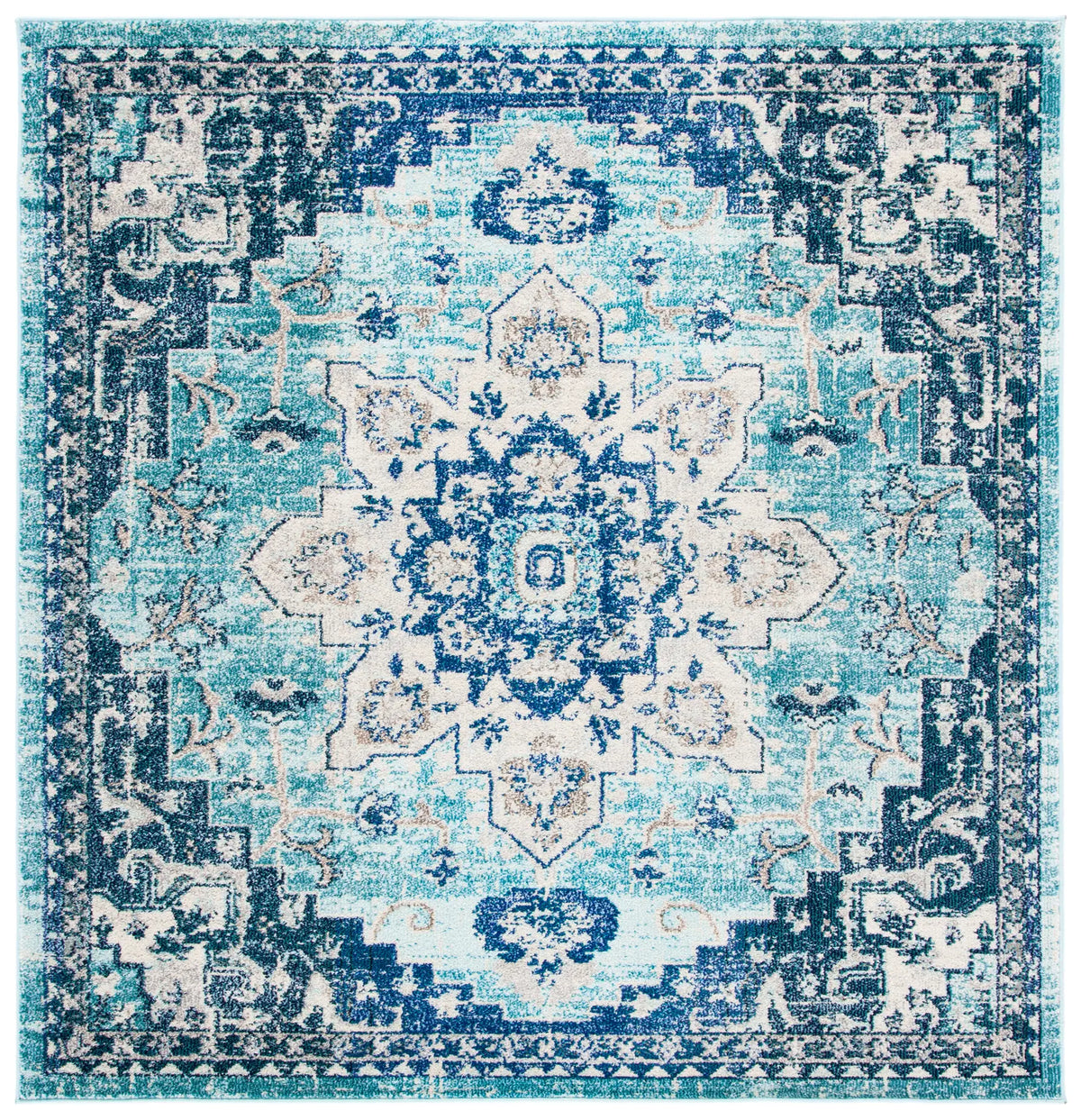 Safavieh Madison 6'-7" x 6'-7" Rug in Teal / Navy