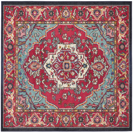 Safavieh Monaco 6'-7" x 6'-7" Rug in Red / Turquoise