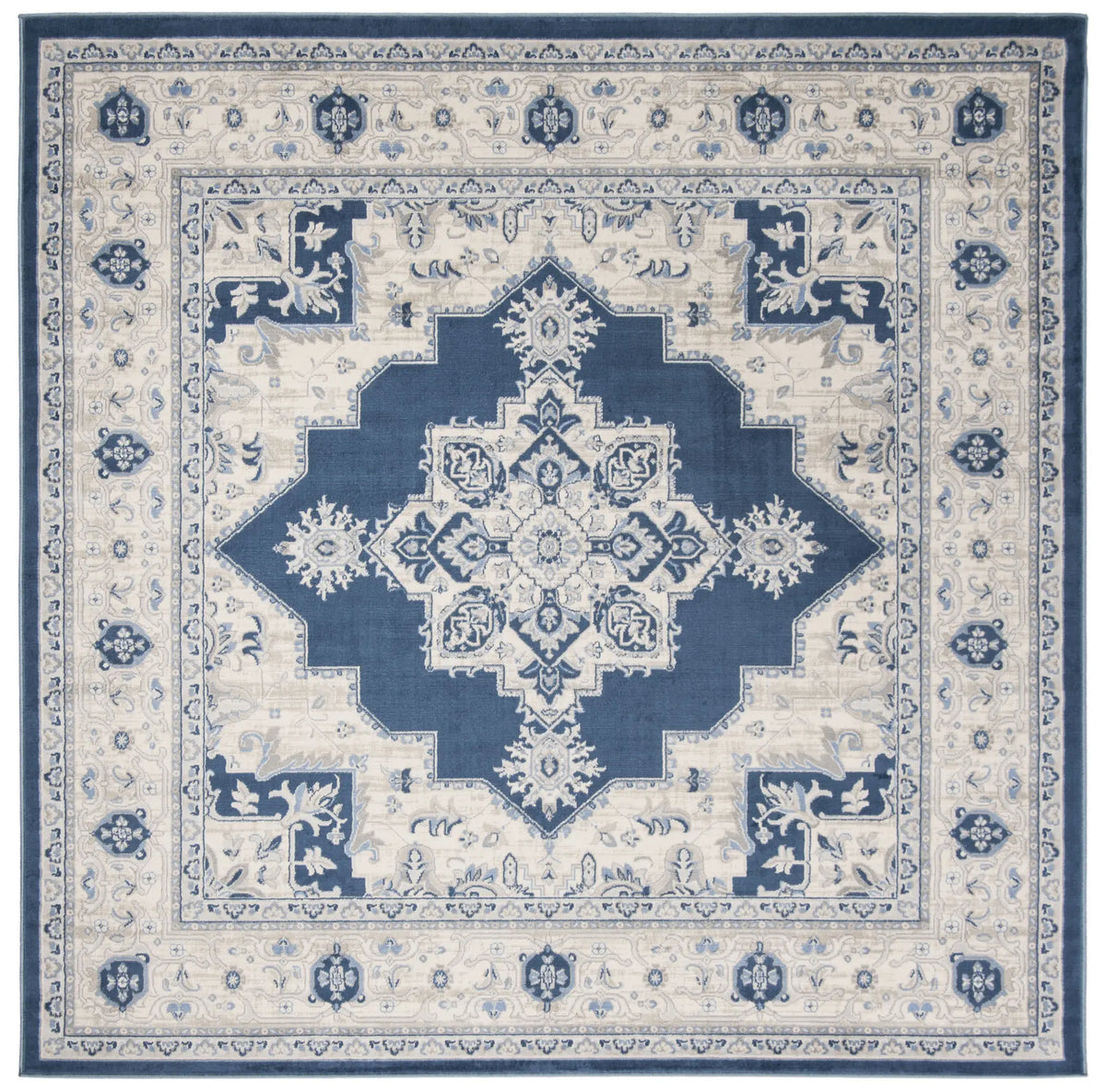 Safavieh Brentwood 6'-7" x 6'-7" Rug in Navy / Creme
