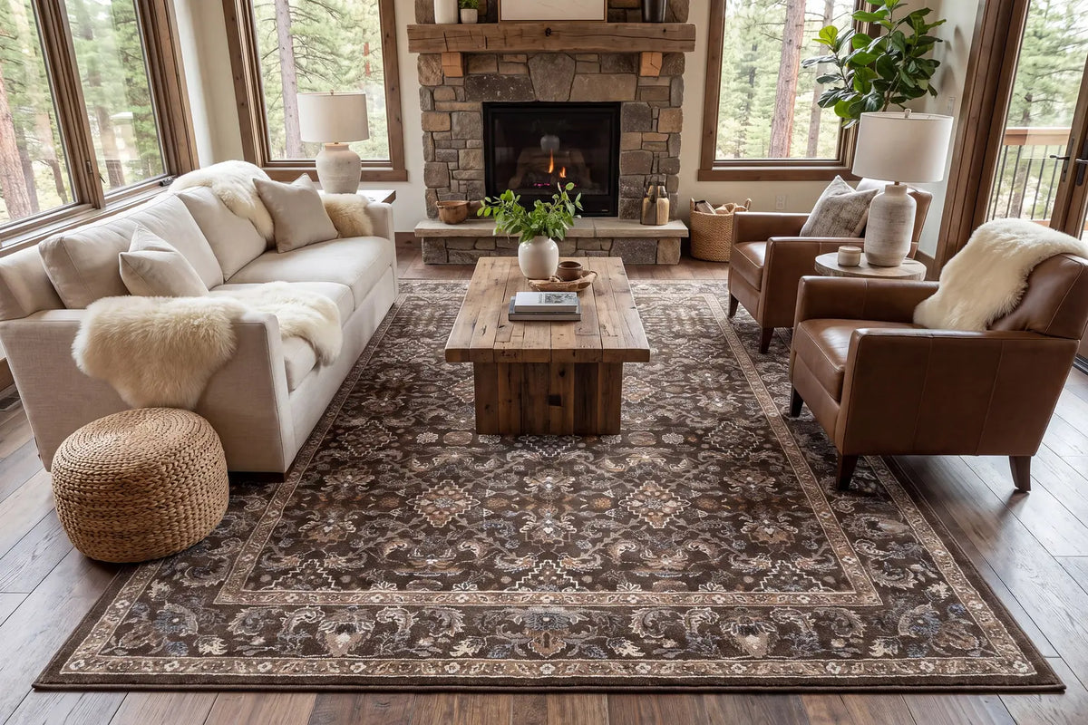 Dynamic Rugs Ancient Garden 57276 Dark Brown/Beige/Blue Rug - Room