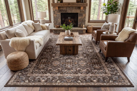 Dynamic Rugs Ancient Garden 57276 Dark Brown/Beige/Blue Rug - Room