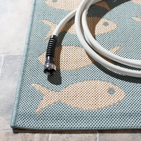 Safavieh Courtyard 4'-0" x 5'-7" Rug in Aqua / Beige