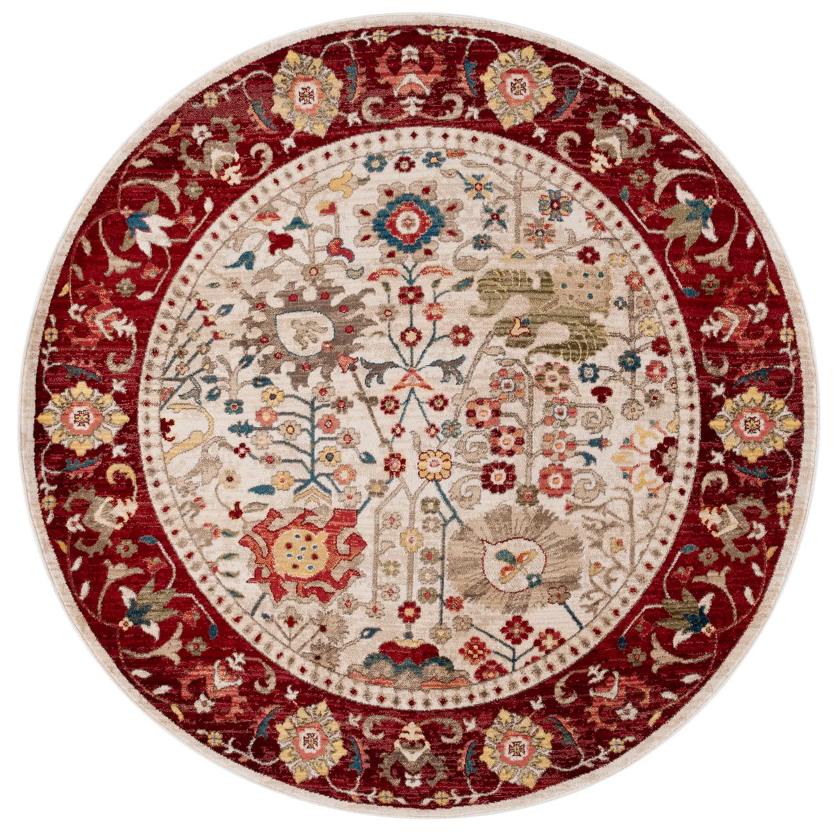 Safavieh Kashan 6'-7" x 6'-7" Rug in Ivory / Red