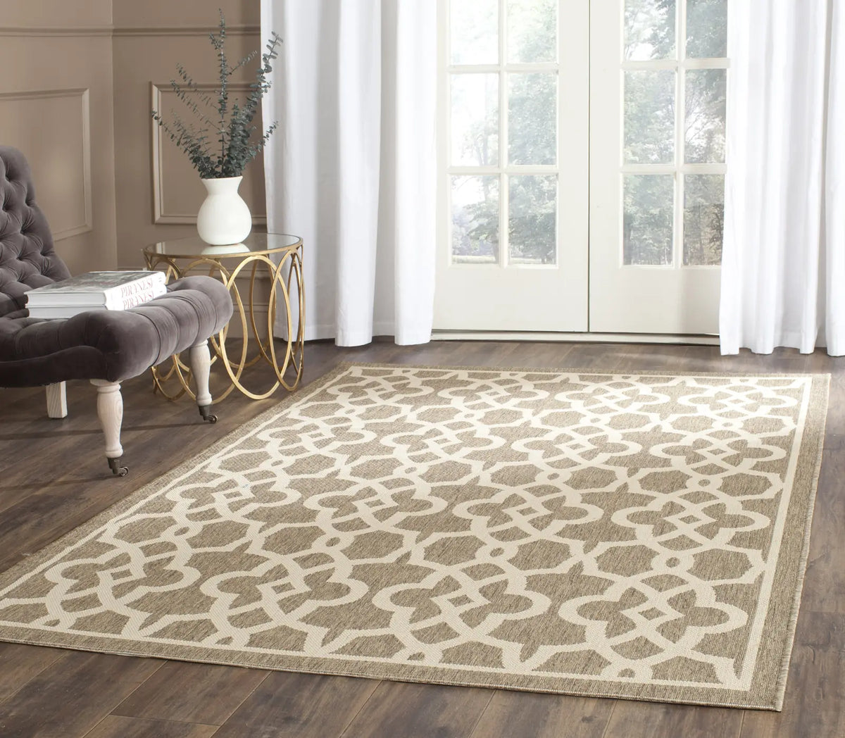Safavieh Courtyard 5'-3" x 7'-7" Rug in Mocha / Beige