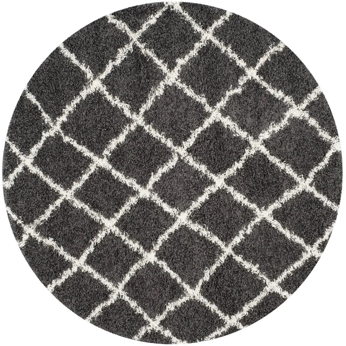 Safavieh Sgd-Dallas Shag 6'-0" x 6'-0" Rug in Dark Grey / Ivory