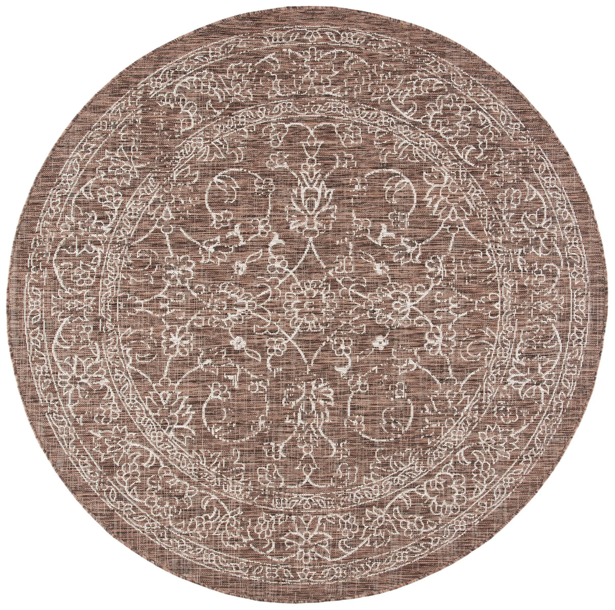 Safavieh Courtyard 5'-3" x 5'-3" Rug in Brown / Ivory