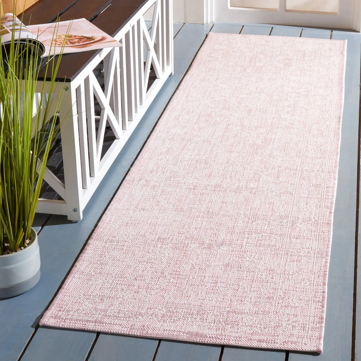 Safavieh Courtyard 2'-3" x 8'-0" Rug in Soft Pink / Ivory
