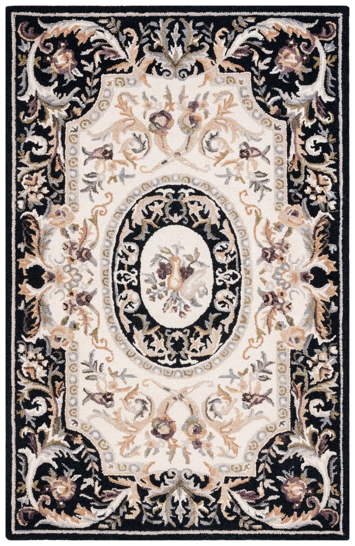 Safavieh Savonnerie 4'-0" x 6'-0" Rug in Ivory / Black