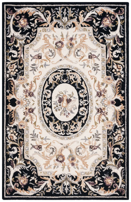 Safavieh Savonnerie 4'-0" x 6'-0" Rug in Ivory / Black