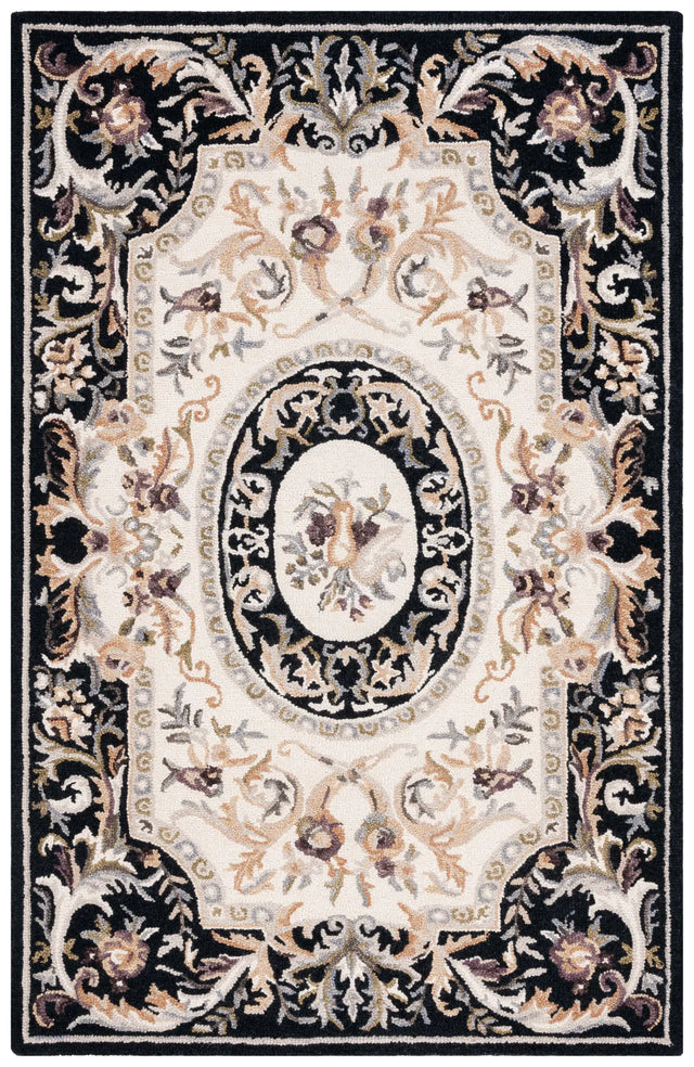 Safavieh Savonnerie 4'-0" x 6'-0" Rug in Ivory / Black