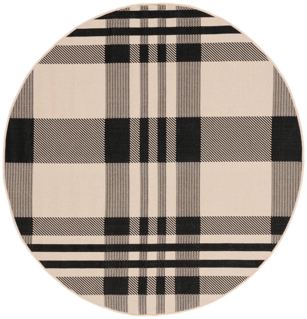 Safavieh Courtyard 5'-3" x 5'-3" Rug in Black / Bone
