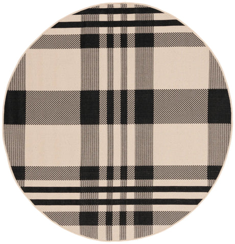 Safavieh Courtyard 5'-3" x 5'-3" Rug in Black / Bone