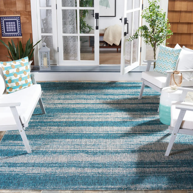 Safavieh Courtyard 8'-0" x 11'-0" Rug in Grey / Teal