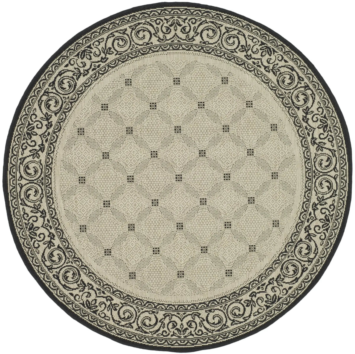 Safavieh Courtyard 5'-3" x 5'-3" Rug in Sand / Black