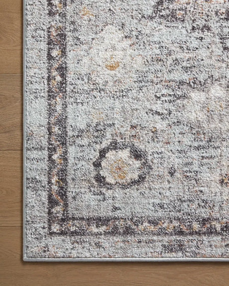 Loloi Monroe Mon-04 Sky/Gold Rug - corner on wood