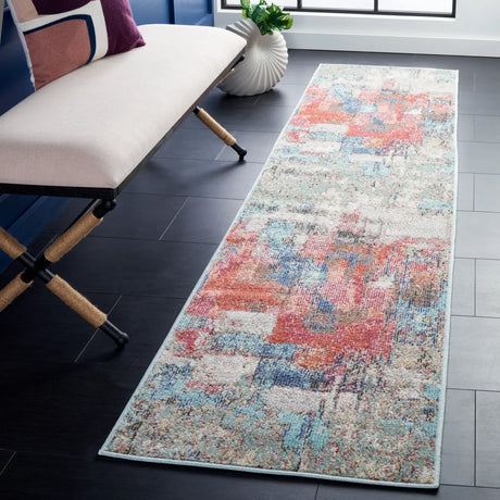 Safavieh Phoenix 500 2'-2" x 9'-0" Rug in Rust Blue / Ivory