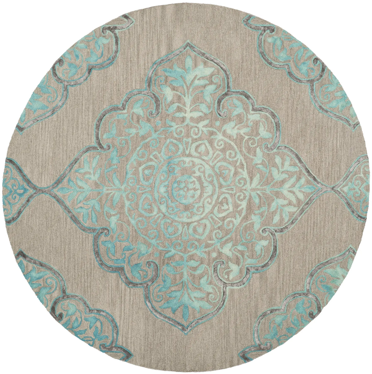 Safavieh Dip Dye 5'-0" x 5'-0" Rug in Grey / Turquoise