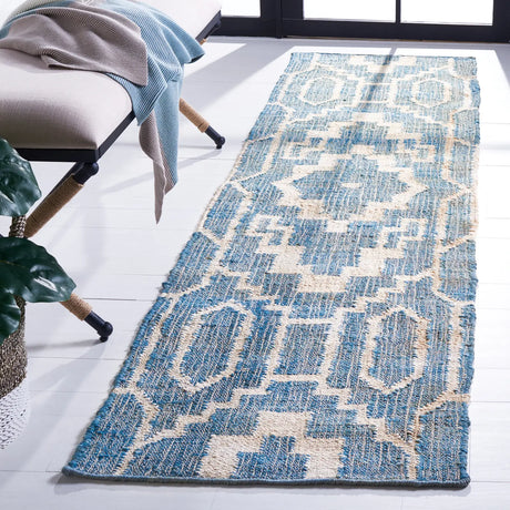 Safavieh Natural Fiber 2'-3" x 9'-0" Rug in Blue / Ivory