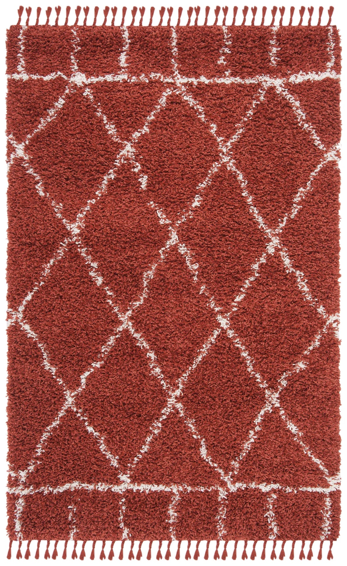 Safavieh Pro Lux Shag 400 4'-0" x 6'-0" Rug in Rust / Creme