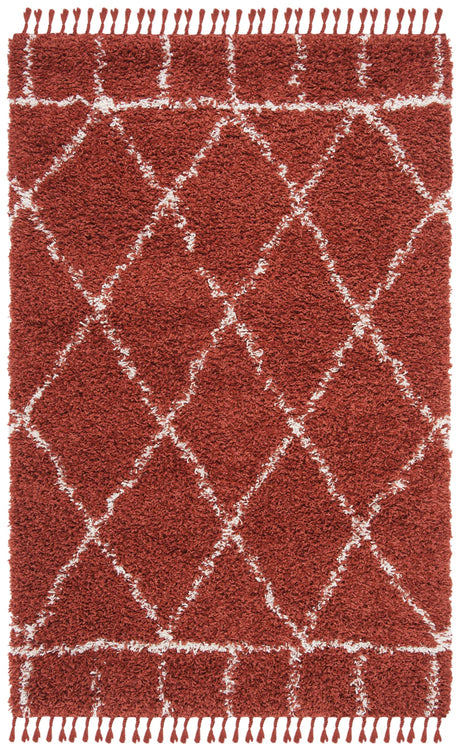 Safavieh Pro Lux Shag 400 4'-0" x 6'-0" Rug in Rust / Creme