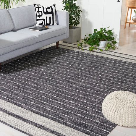 Safavieh Striped Kilim 10'-0" x 14'-0" Rug in Black / Ivory
