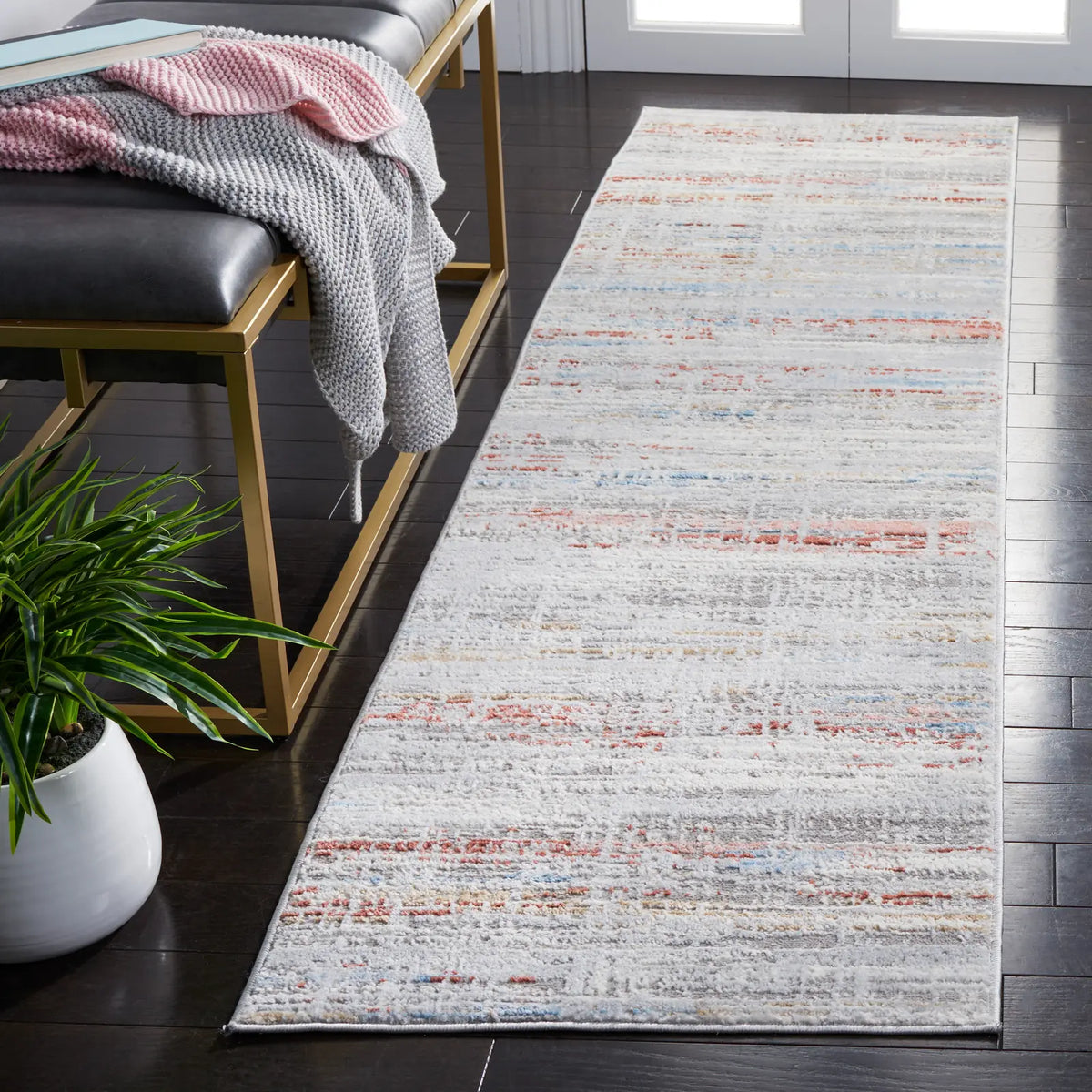 Safavieh Shivan 100 2'-2" x 8'-0" Rug in Light Grey / Rust