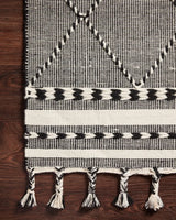 Loloi Sawyer Saw-01 Black Rugs - corner on wood