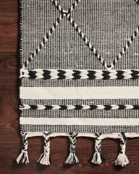 Loloi Sawyer Saw-01 Black Rugs - corner on wood