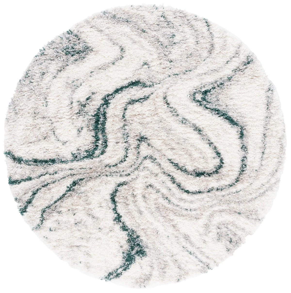 Safavieh Fontana Shag  800 6'-7" x 6'-7" Rug in Ivory / Green