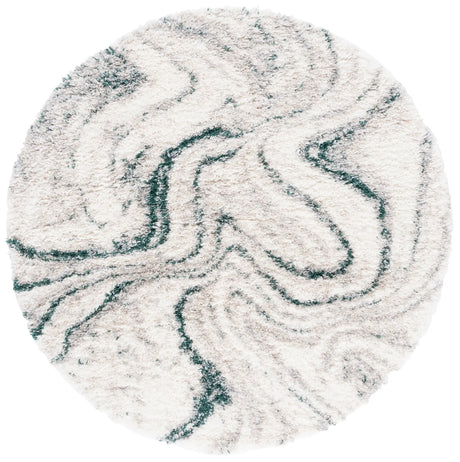 Safavieh Fontana Shag  800 6'-7" x 6'-7" Rug in Ivory / Green