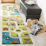 Safavieh Carousel Kids 100 2'-3" x 10'-0" Rug in Green / Ivory