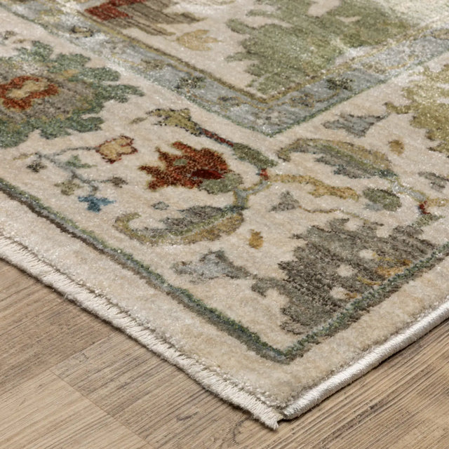 Oriental Weavers Sphinx ELIANA ELI10 Ivory Floral Rugs - corner detail