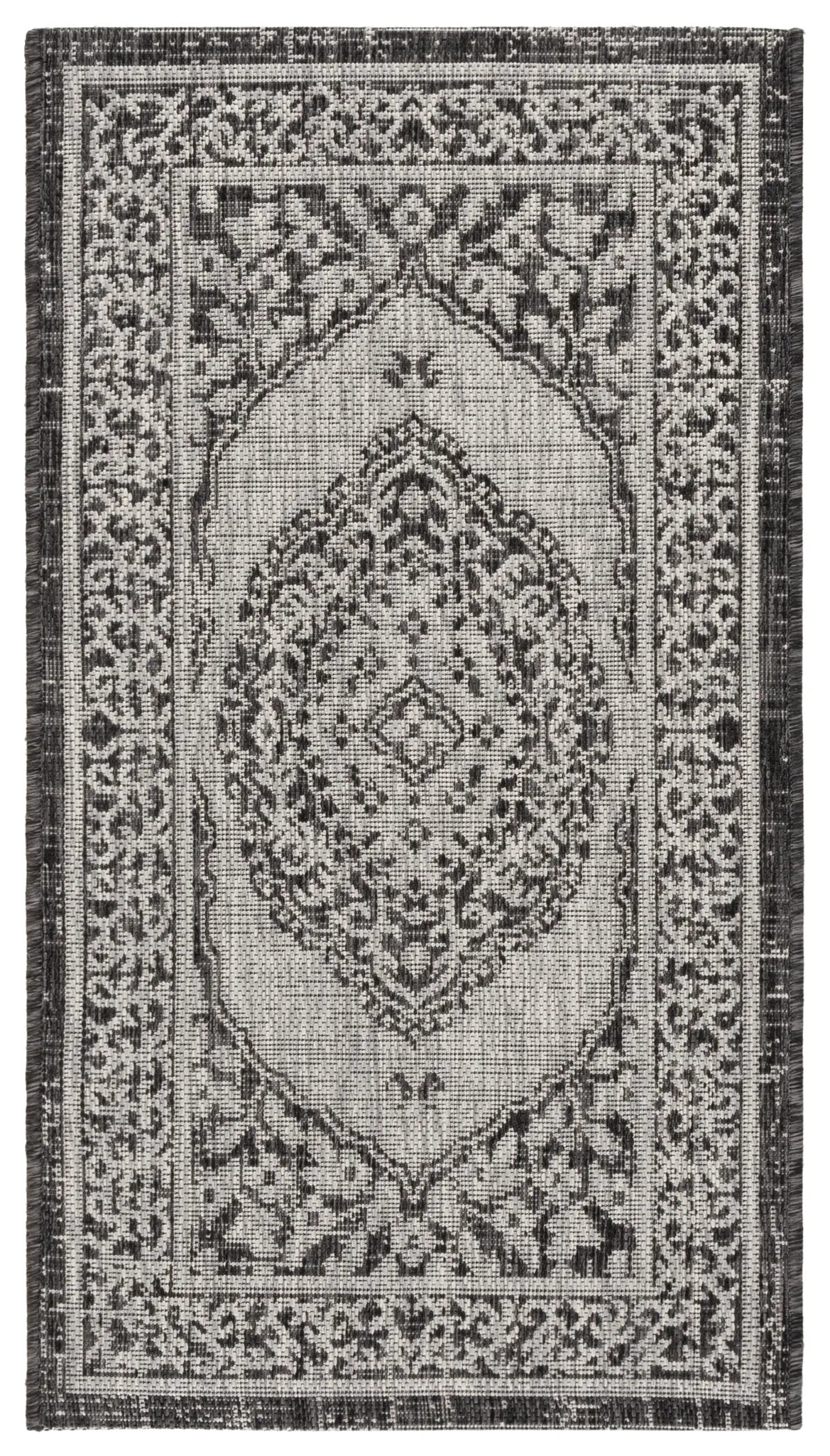 Safavieh Courtyard 2'-0" x 3'-7" Rug in Light Grey / Black