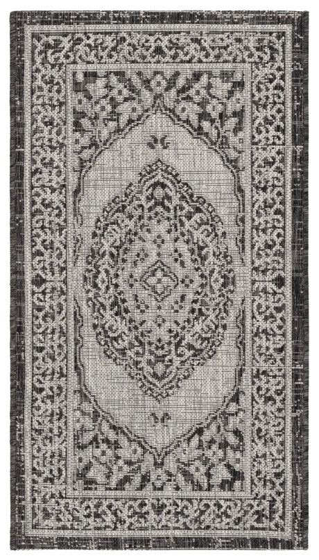 Safavieh Courtyard 2'-0" x 3'-7" Rug in Light Grey / Black