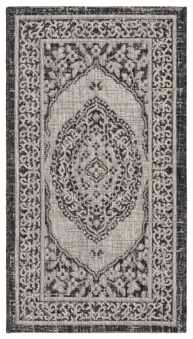 Safavieh Courtyard 2'-0" x 3'-7" Rug in Light Grey / Black