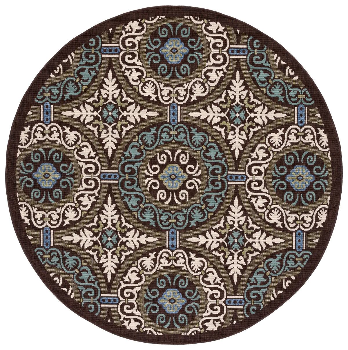 Safavieh Veranda 5'-3" x 5'-3" Rug in Chocolate / Cream