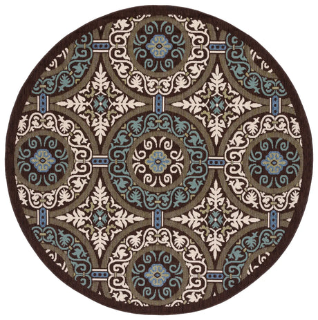 Safavieh Veranda 5'-3" x 5'-3" Rug in Chocolate / Cream
